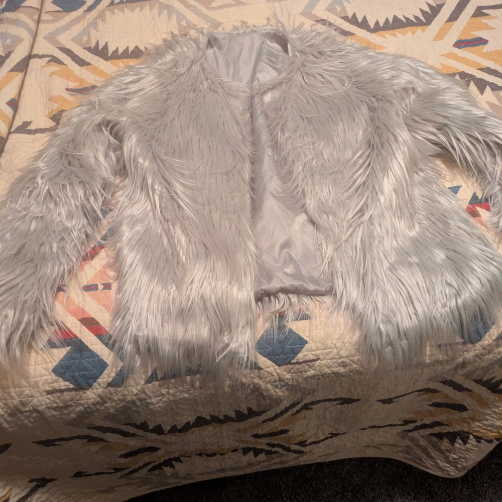 Faux Fur Jacket - Silver Gray
